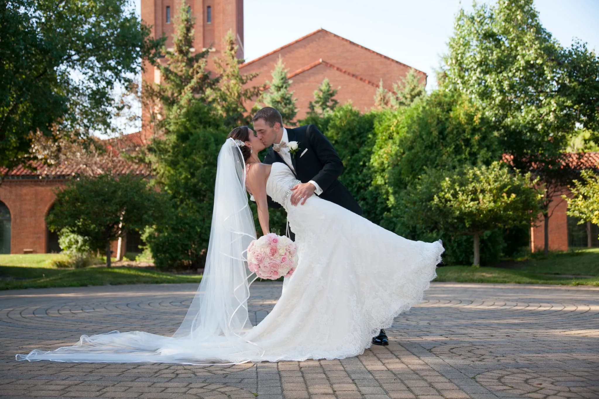 Cathedral Veil Church Dip Kiss