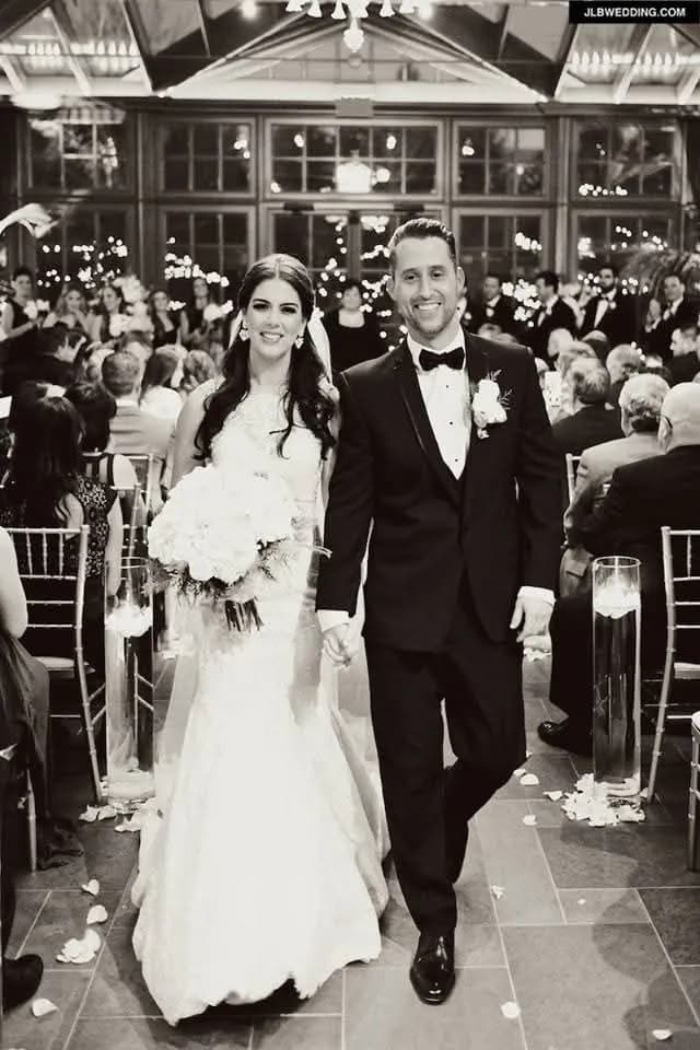 Couple Aisle Exit Confetti Bw