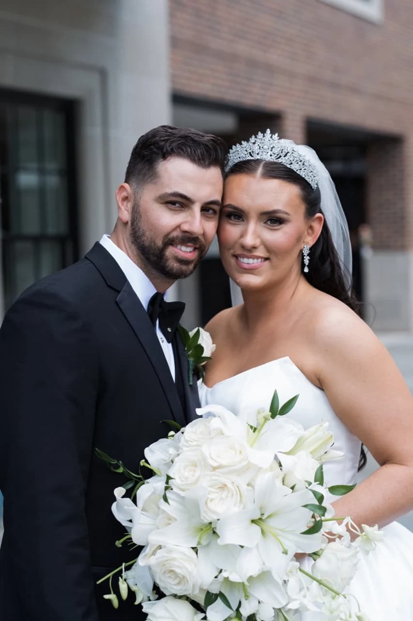 Couple Crystal Tiara White Bouquet