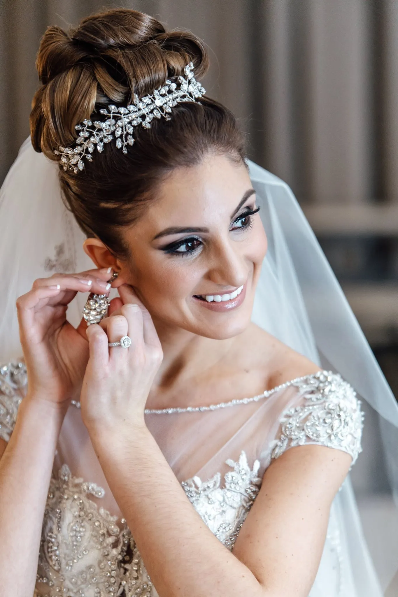 Crystal Leaf Tiara Updo Earring