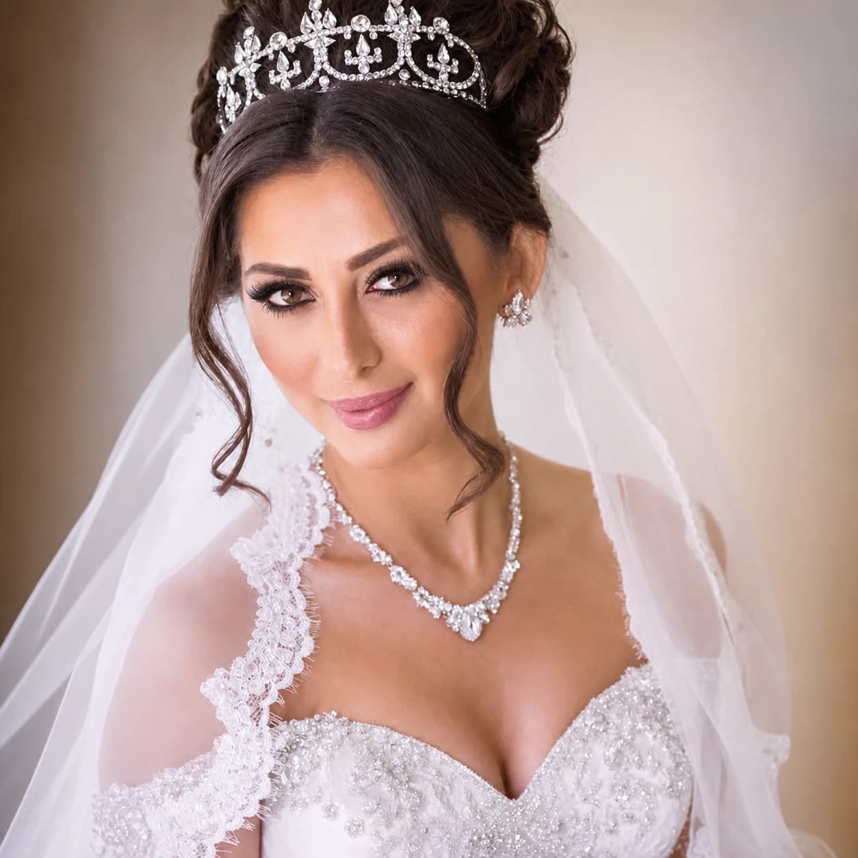 Crystal Tiara Veil Portrait