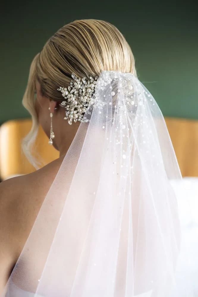 Pearl Hair Comb Dotted Veil